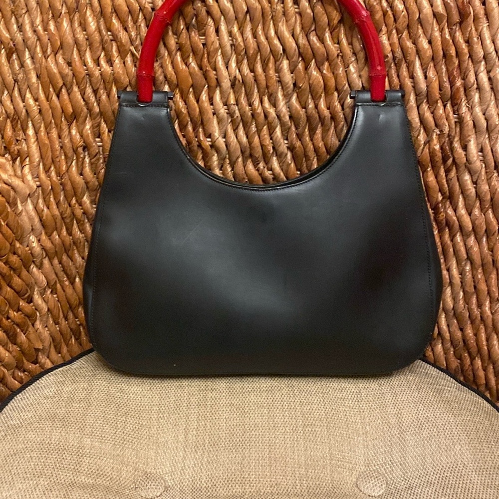 Rare - - Gucci Black and Red Shoulder Bag with Hobo Silhouette - Picture 6 of 13